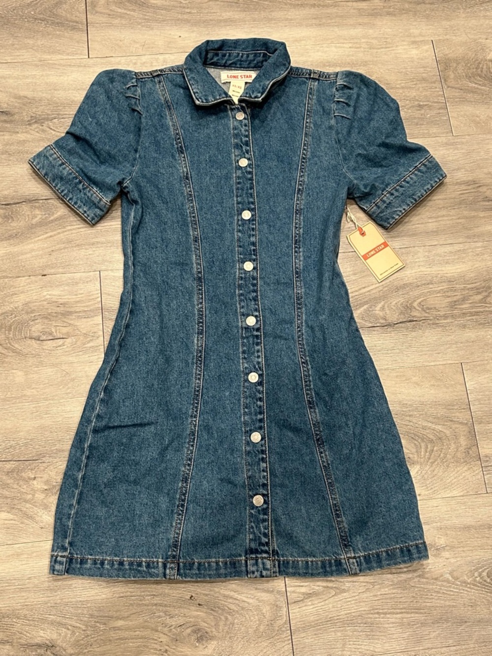 Lone Star Denim Button-Front Mini Dress - Indigo Blue